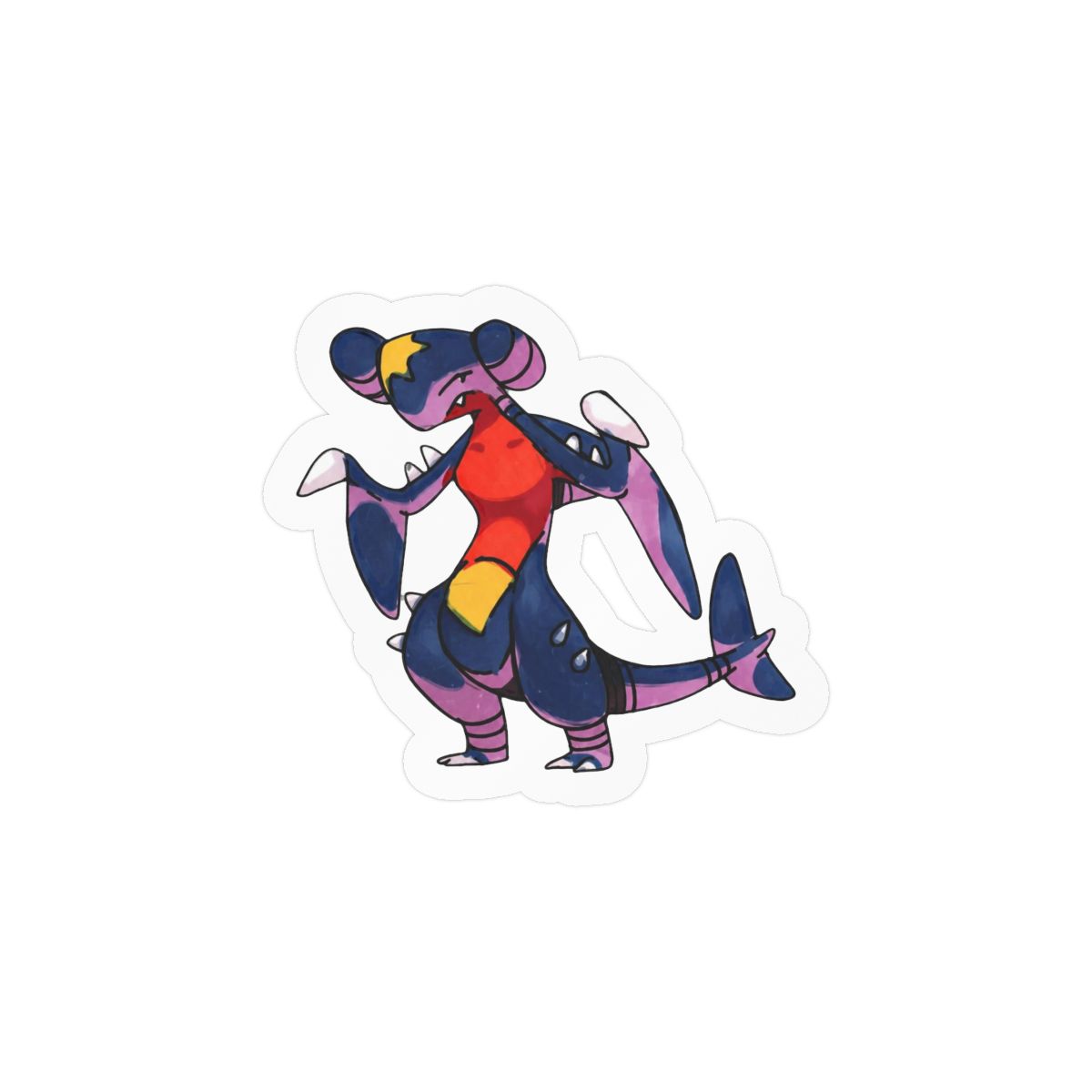 Garchomp Static Wool Art Sticker | Bold Pokémon Vinyl Decal - alternate angle 1, merchandise