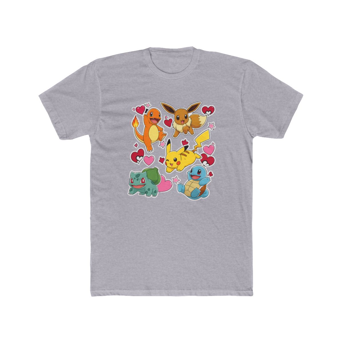 Pok mon Eevee Pikachu Charmander Squirtle Bulbasau T Shirt - alternate angle 3, merchandise