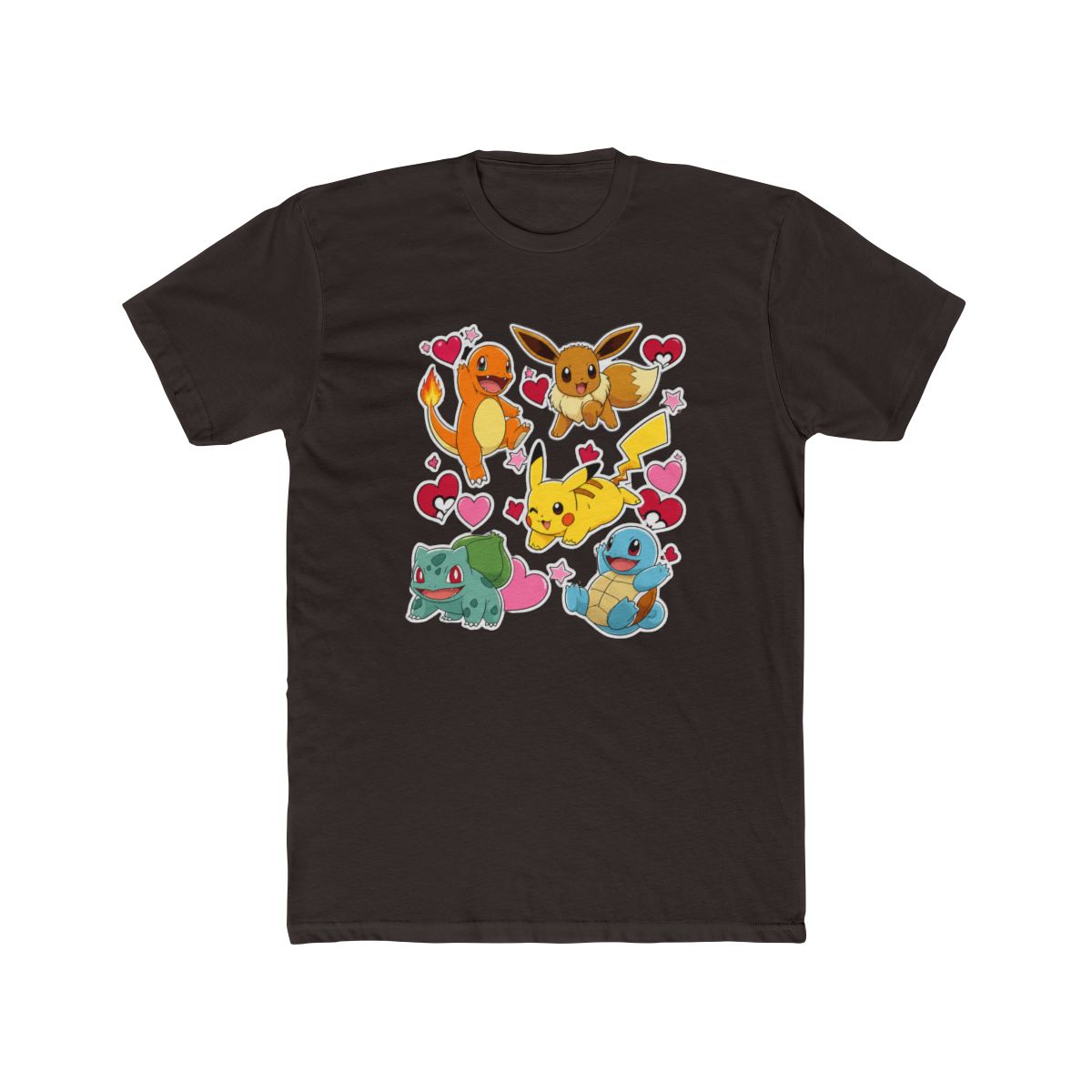 Pok mon Eevee Pikachu Charmander Squirtle Bulbasau T Shirt - alternate angle 2, merchandise