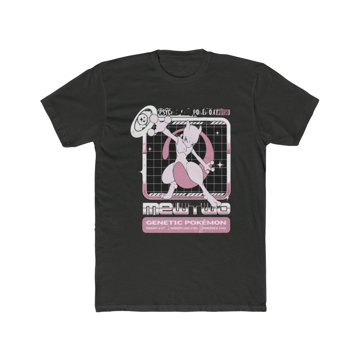 Pokémon Mewtwo Stats T Shirt | Pokemon - alternate angle 5, merchandise