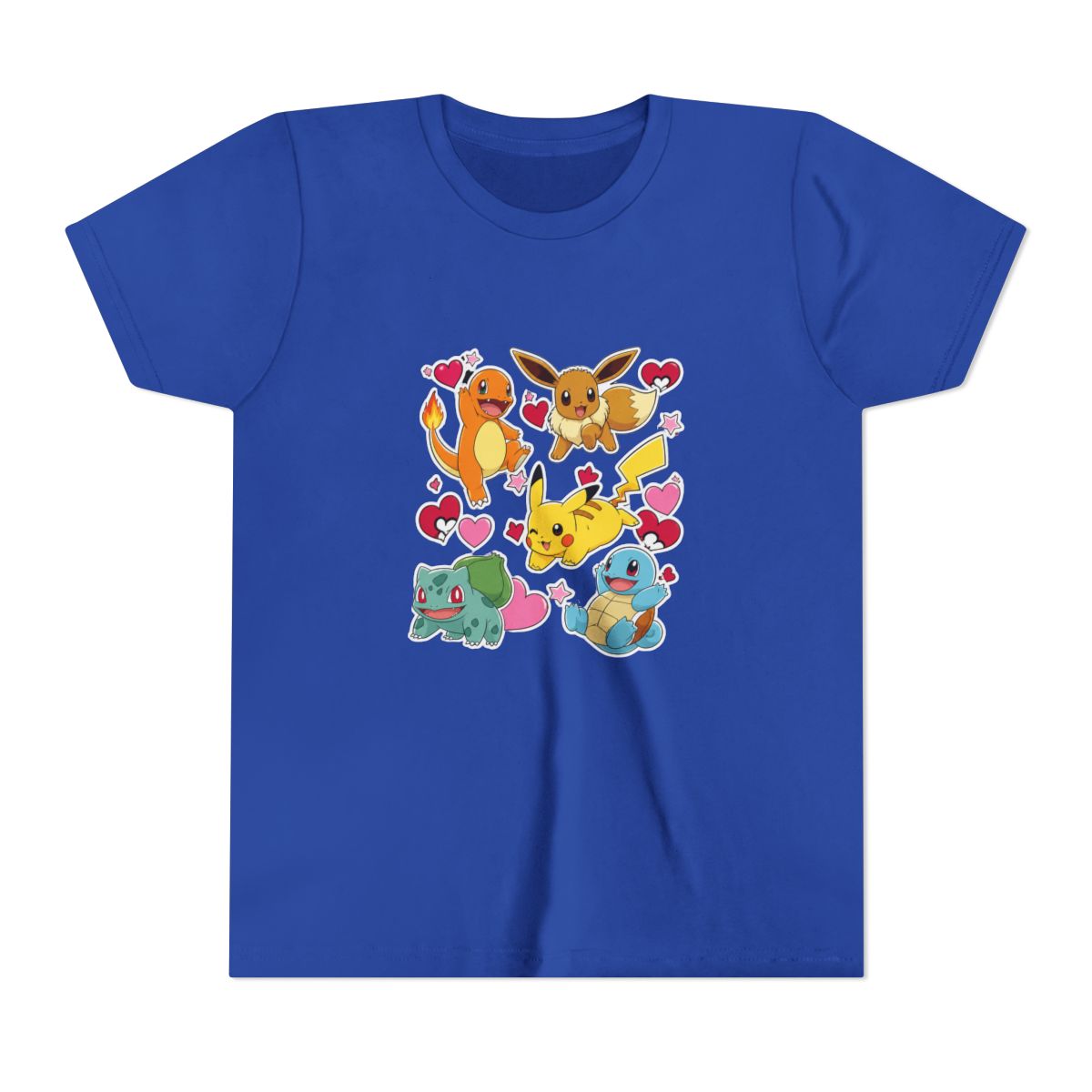 Pok mon Eevee Pikachu Charmander Squirtle Bulbasau Kids T Shirt - alternate angle 4, merchandise