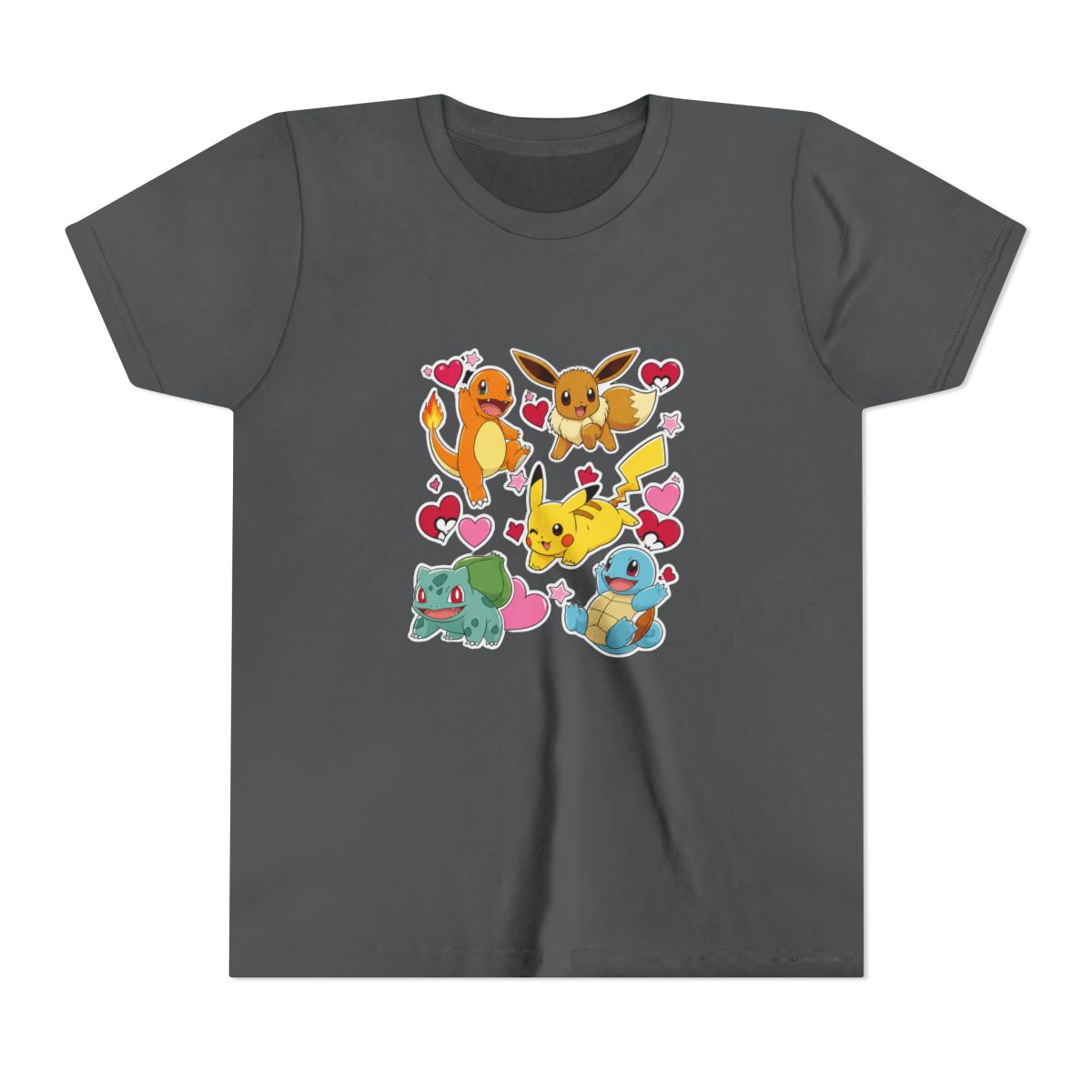 Pok mon Eevee Pikachu Charmander Squirtle Bulbasau Kids T Shirt - alternate angle 5, merchandise